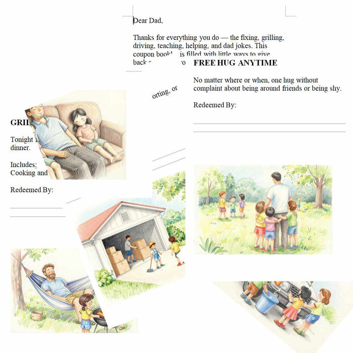 Father’s Day Coupon Book Dad Gift from Kids Keepsake Booklet Memory Keeper