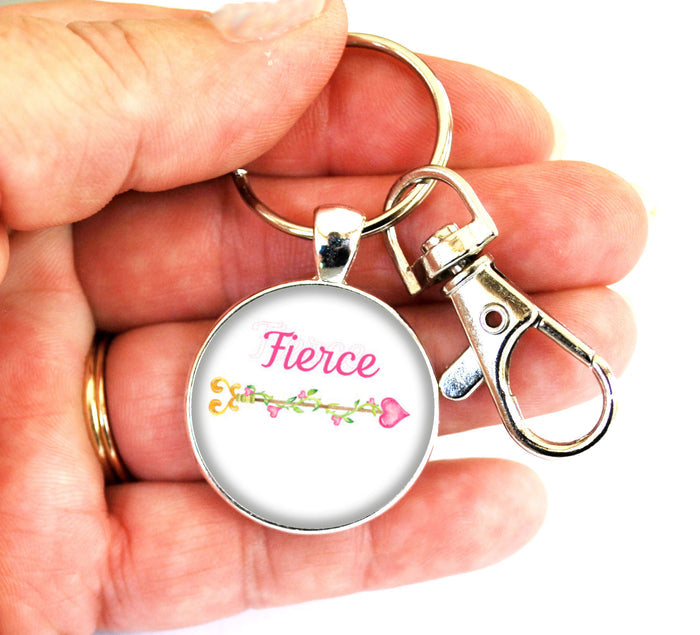 Fierce Women's Purse Charm Keychain Handmade Keyrings for Women