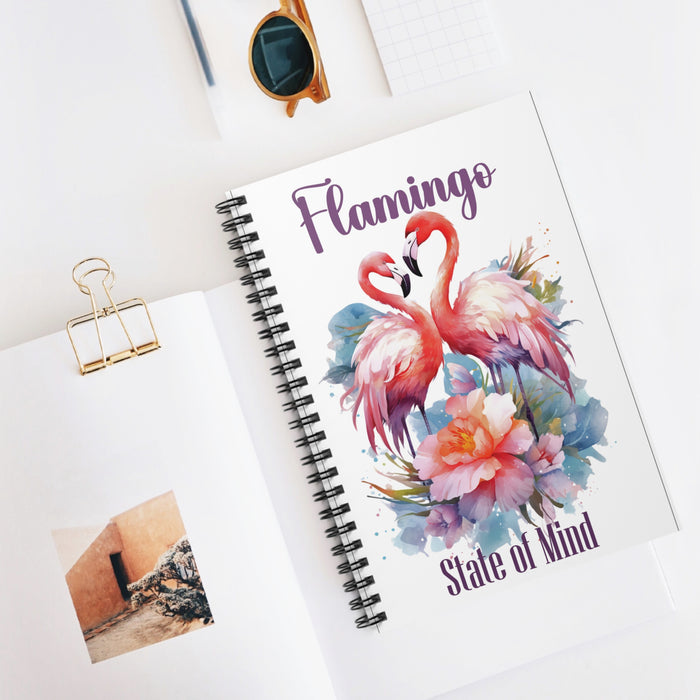 Flamingo State of Mind Spiral Notebook – 6" x 8" Tropical Ruled Journal