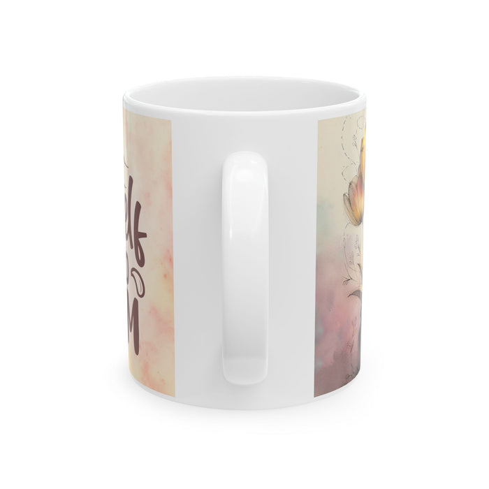 Floral Inspirational Mug – Give Yourself Time to Bloom Coffee Cup Gift for Women