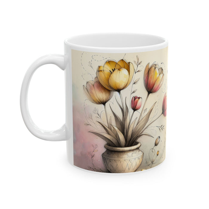 Floral Inspirational Mug – Give Yourself Time to Bloom Coffee Cup Gift for Women