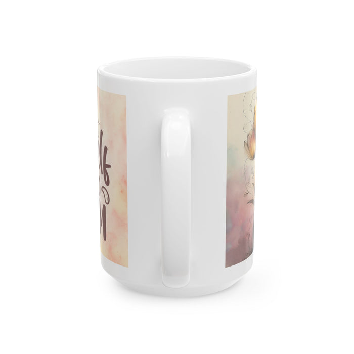 Floral Inspirational Mug – Give Yourself Time to Bloom Coffee Cup Gift for Women