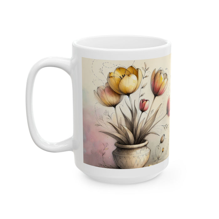 Floral Inspirational Mug – Give Yourself Time to Bloom Coffee Cup Gift for Women