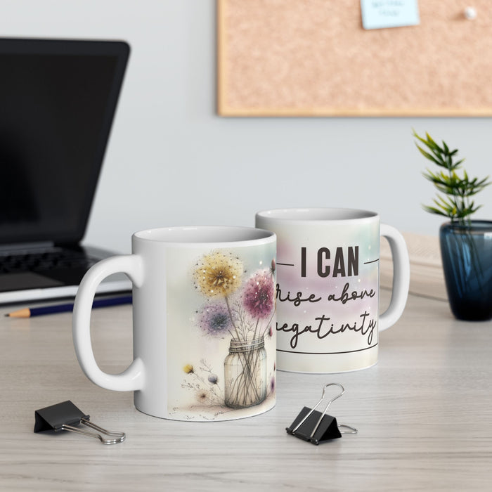 Floral Inspirational Mug – I Can Rise Above Negativity Coffee Cup Gift for Women