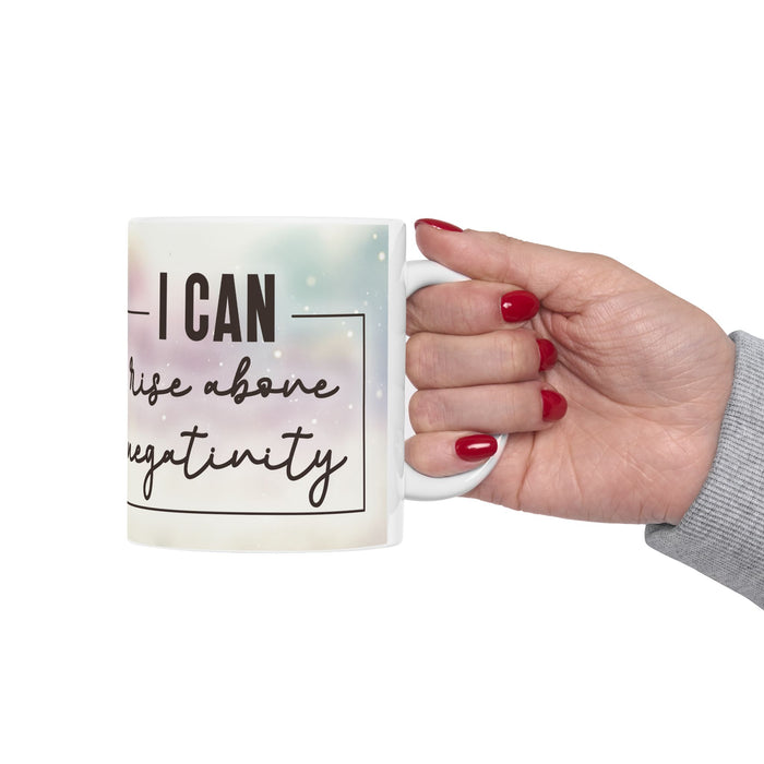 Floral Inspirational Mug – I Can Rise Above Negativity Coffee Cup Gift for Women
