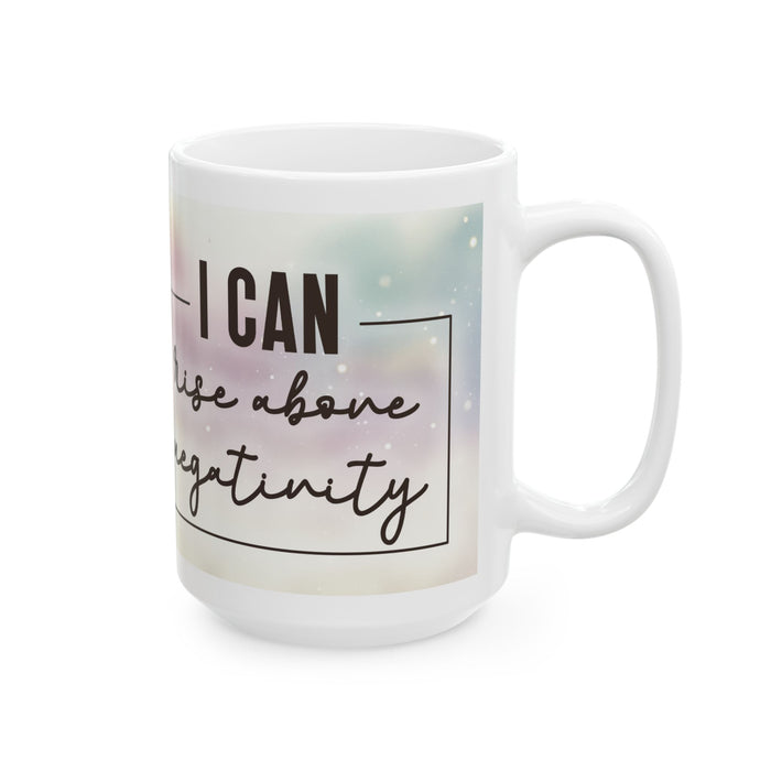 Floral Inspirational Mug – I Can Rise Above Negativity Coffee Cup Gift for Women