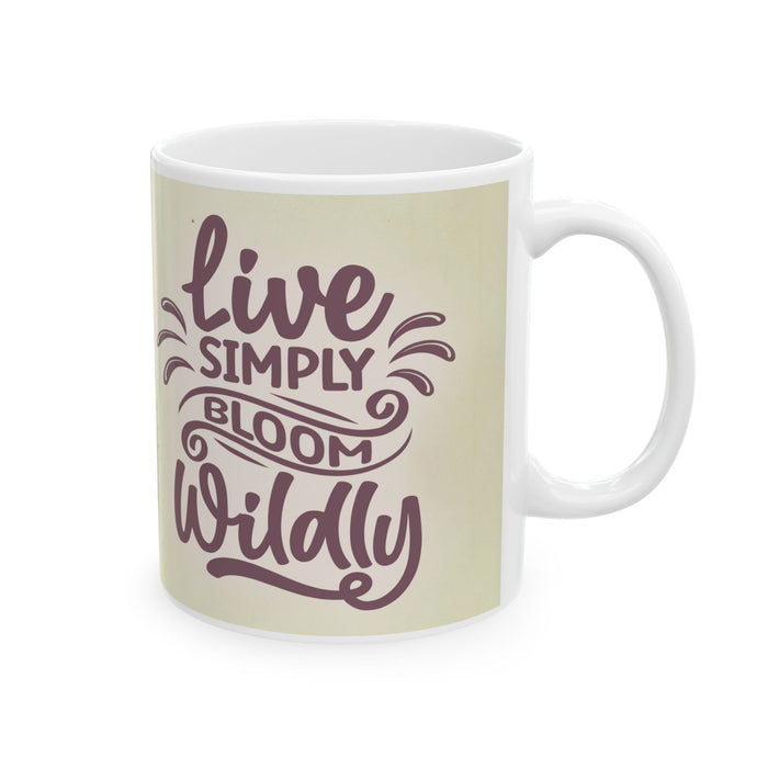 Floral Inspirational Mug – Live Simply Bloom Wildly Coffee Cup Gift for Women