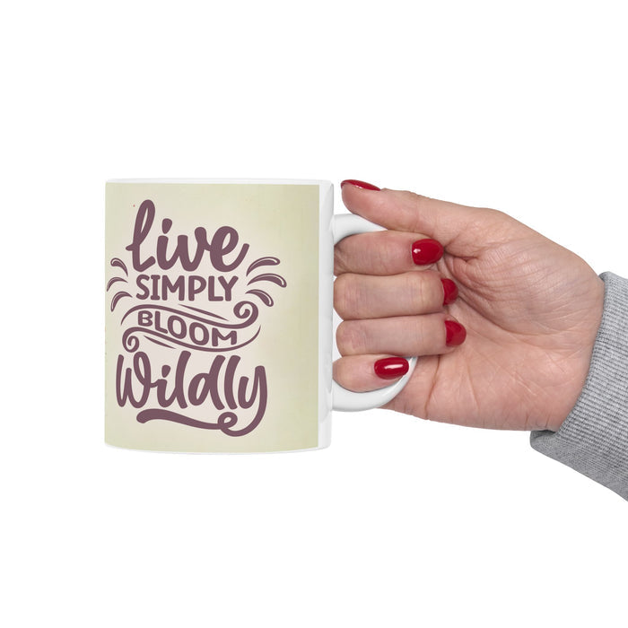 Floral Inspirational Mug – Live Simply Bloom Wildly Coffee Cup Gift for Women