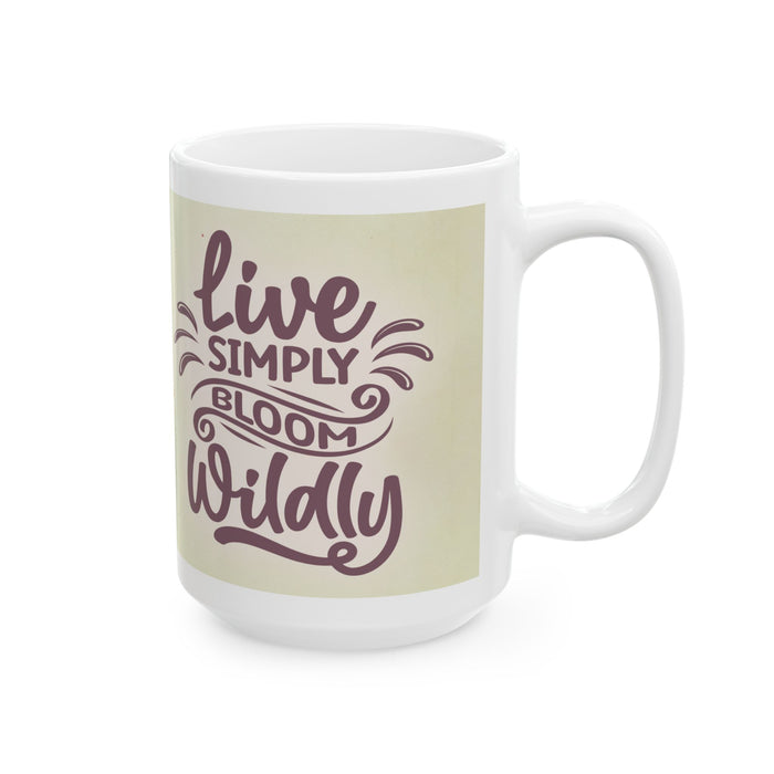 Floral Inspirational Mug – Live Simply Bloom Wildly Coffee Cup Gift for Women