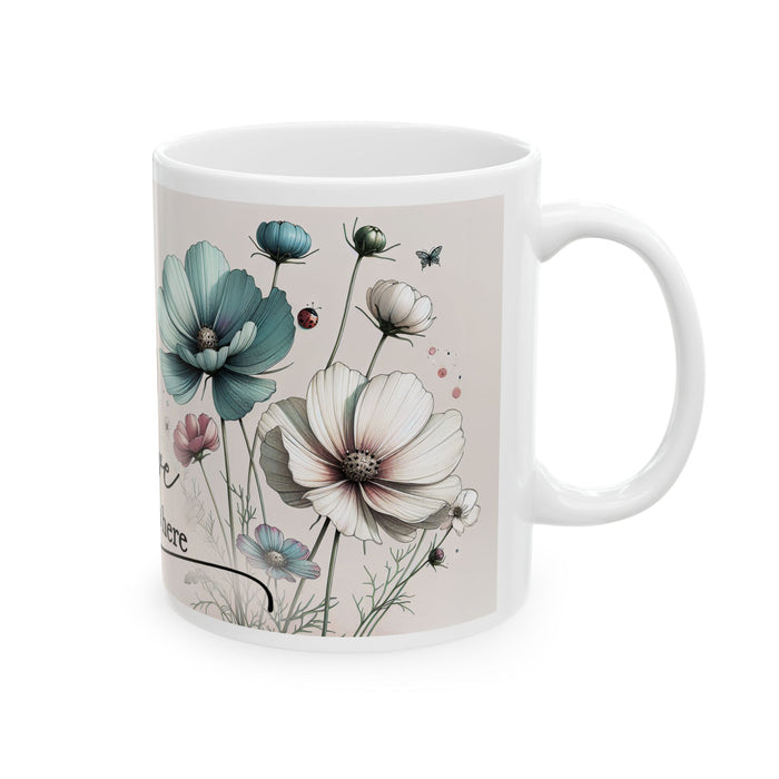 Floral Inspirational Mug – Love Grows Here Coffee Cup Positive Gift for Women