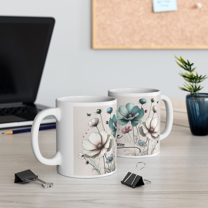 Floral Inspirational Mug – Love Grows Here Coffee Cup Positive Gift for Women