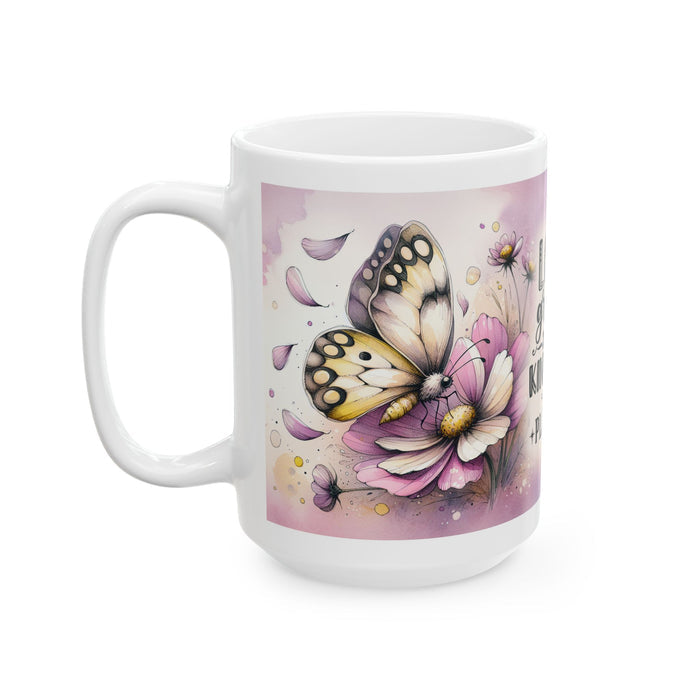 Floral Inspirational Mug – Love Grows Where Kindness Is Planted Coffee Cup Gift