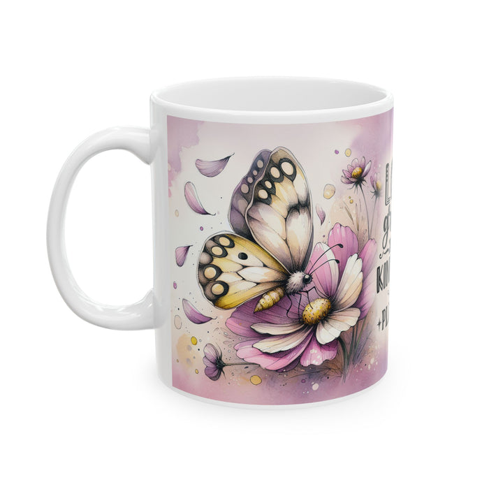 Floral Inspirational Mug – Love Grows Where Kindness Is Planted Coffee Cup Gift