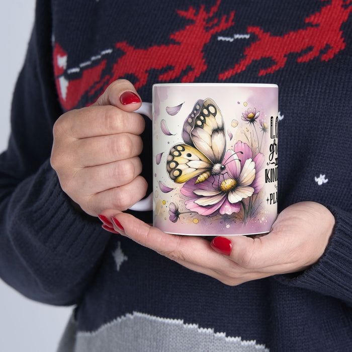 Floral Inspirational Mug – Love Grows Where Kindness Is Planted Coffee Cup Gift