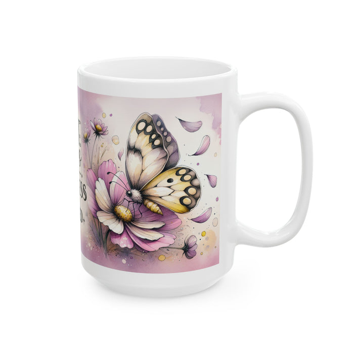 Floral Inspirational Mug – Love Grows Where Kindness Is Planted Coffee Cup Gift