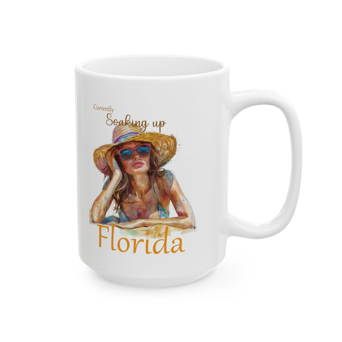 Florida Beach Coffee Mug Currently Soaking Up Florida Sun Vacation Summer Gift