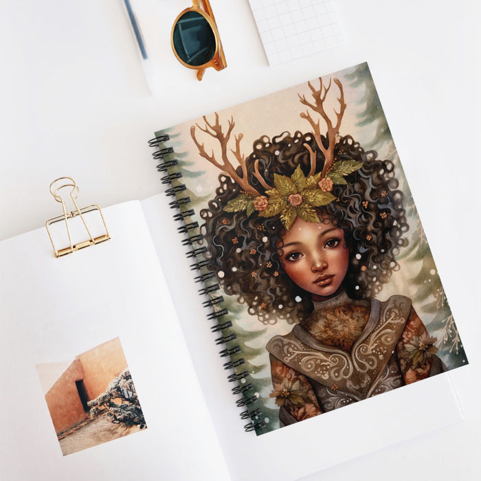 Forest Deer Goddess Spiral Notebook – Fantasy Nature Ruled Journal