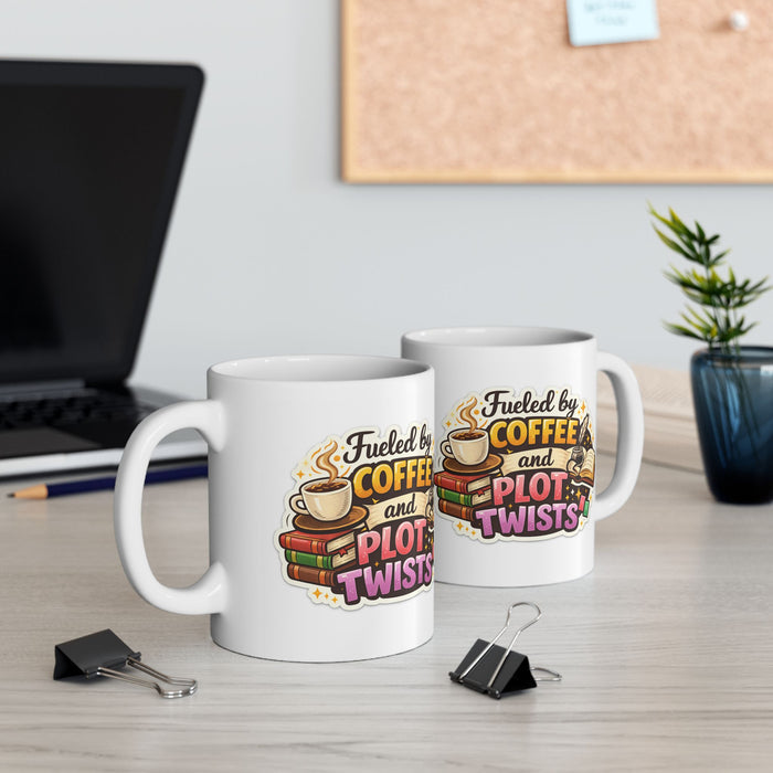 Fueled by Coffee & Plot Twists Mug  Book Lover Reading Gift Cup Readers