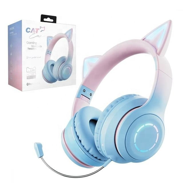 Gamingowe słuchawki Bluetooth z kocimi uszami i podświetleniem RGB 🎧🐱