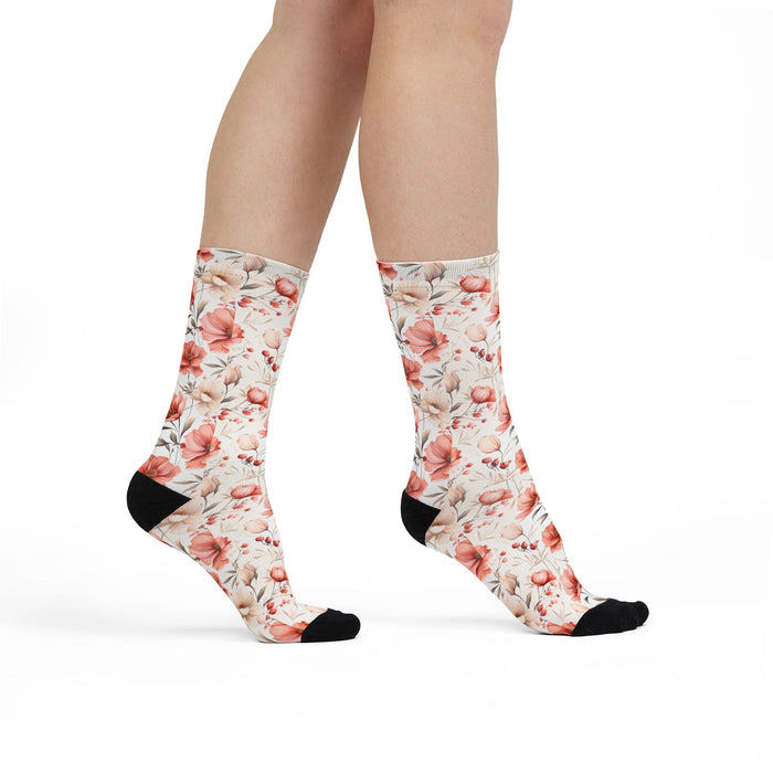 Gardeners Pink Floral Novety Socks Gift Garden Flower Footwear Unisex One Size