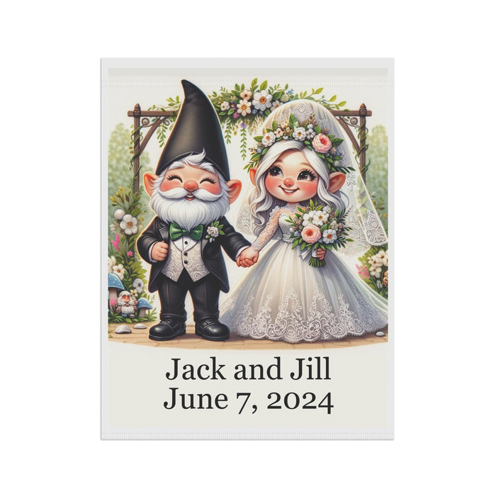Gift for Gardeners, Personalized Gnome Wedding, Housewarming Gift, Garden Flag, Porch Flag, Yard Art