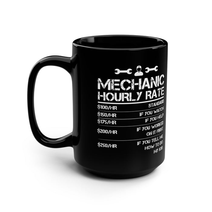 Gift for Gearheads Funny Mechanic Rates Black Hot Rod Coffee Mug, 15oz Guys