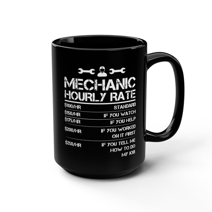 Gift for Gearheads Funny Mechanic Rates Black Hot Rod Coffee Mug, 15oz Guys