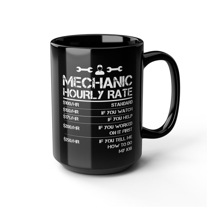 Gift for Gearheads Funny Mechanic Rates Black Hot Rod Coffee Mug, 15oz Guys
