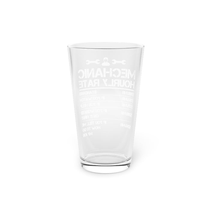 Gift for Gearheads Mechanic Rates Funny Pint Glass, 16oz Beer Tumbler