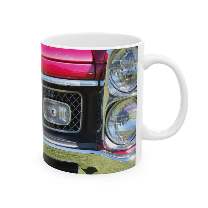 Mug with a car design on a white background