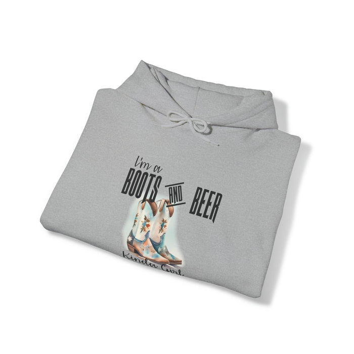 Gifts for Cowgirls Boots and Beer Girl Unisex Heavy Blend™ Hooded Sweatshirt