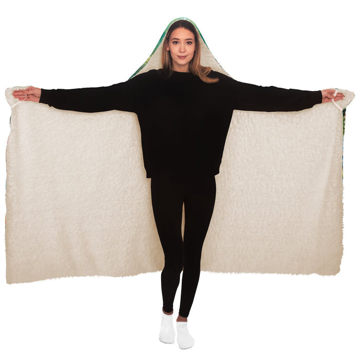 Gifts for Garden Lovers Peacock and Flower Hooded Blanket 4 Sizes 2 Lining Choices