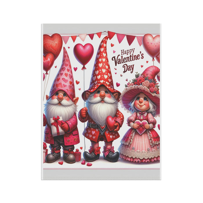 Gifts for Gardeners Valentine's Day Gnome Garden  Flag & House Banner 2 Sizes Pole Not Included