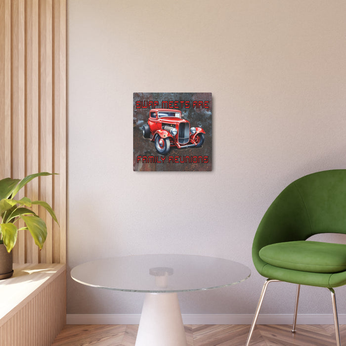 Gifts for Gearheads Hot Rod Swap Meet Metal Art Sign - Indoor Use Aluminum 4 Sizes Square