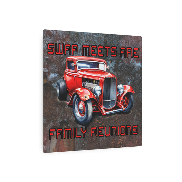 Gifts for Gearheads Hot Rod Swap Meet Metal Art Sign - Indoor Use Aluminum 4 Sizes Square