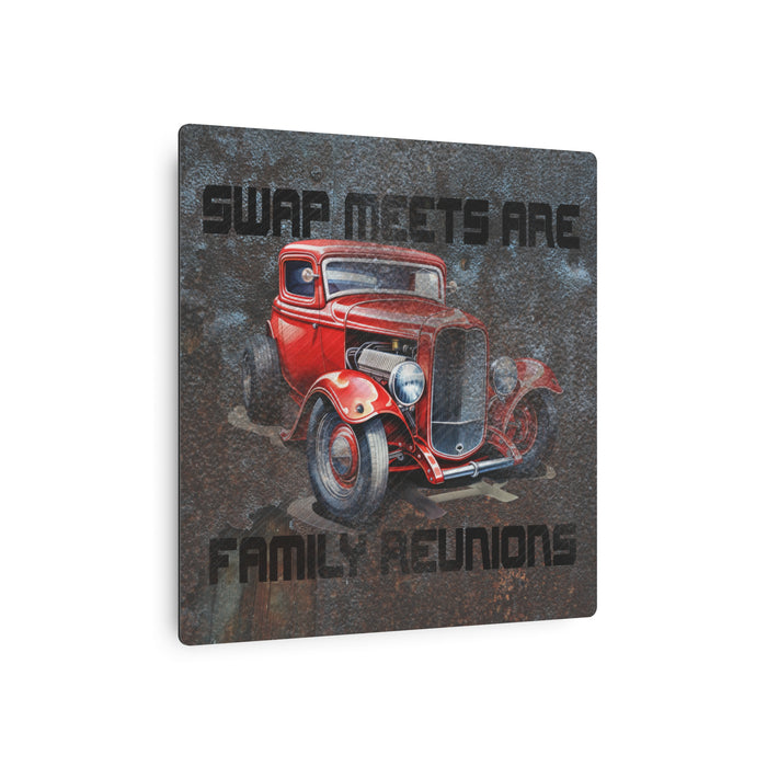 Gifts for Gearheads Hot Rod Swap Meet Metal Art Sign - Indoor Use Aluminum 4 Sizes Square