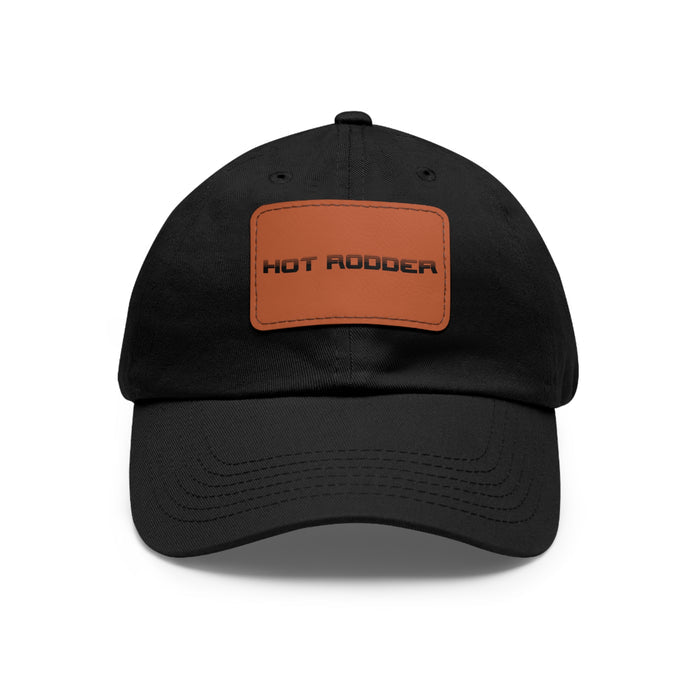 Gifts for Gearheads Hot Rodder Hat with Leather Patch (Rectangle) Trucker Hat Ballcap