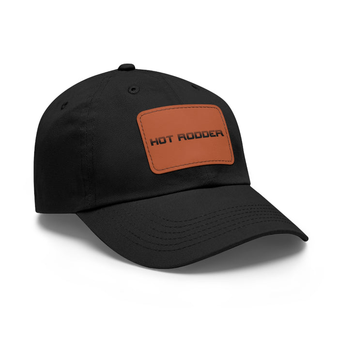 Gifts for Gearheads Hot Rodder Hat with Leather Patch (Rectangle) Trucker Hat Ballcap