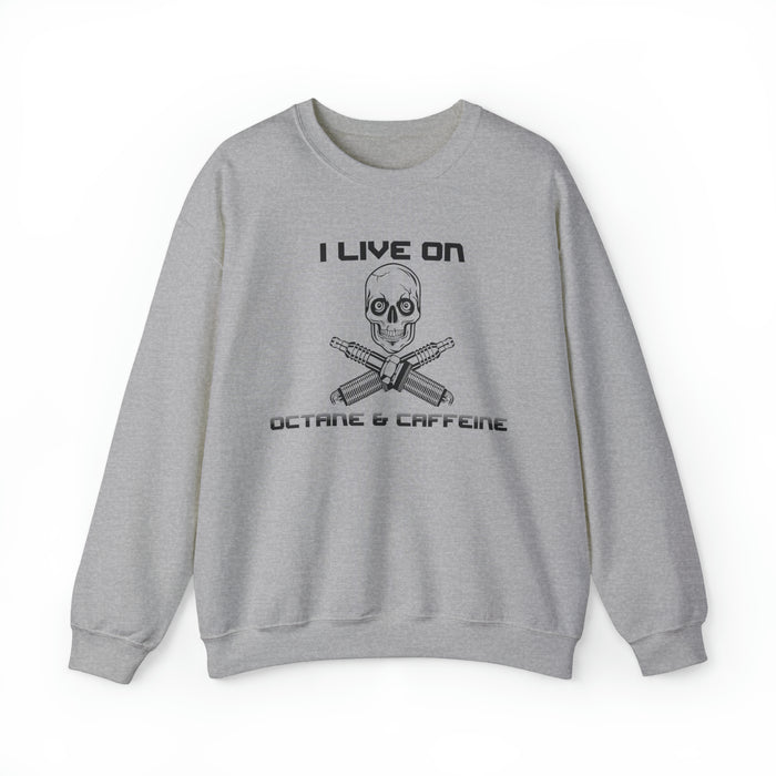 Gifts for Gearheads Octane and Caffeine Unisex Heavy Blend™ Crewneck Sweatshirt