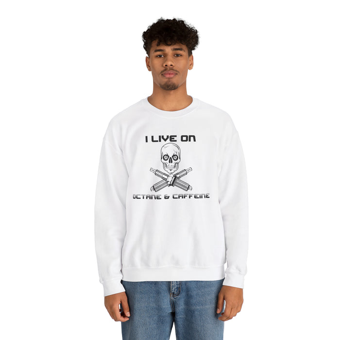 Gifts for Gearheads Octane and Caffeine Unisex Heavy Blend™ Crewneck Sweatshirt