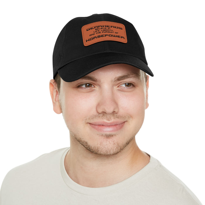 Gifts for Gearheads Pursuit Horsepower Hat with Leather Patch (Rectangle) Men Trucker Ball Cap