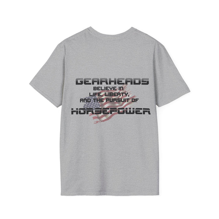 Gifts for Gearheads Pursuit of Horsepower American Flag Unisex Softstyle T-Shirt