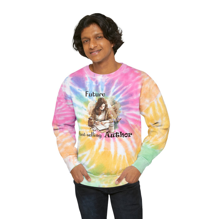 Gifts for Writers Future Best-Selling Author Unisex Tie-Dye Writer's Sweatshirt Multicolored