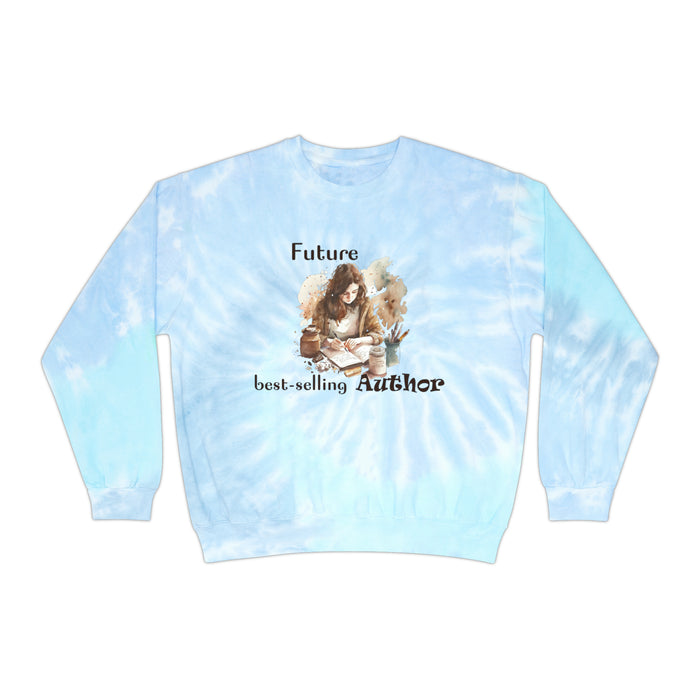 Gifts for Writers Future Best-Selling Author Unisex Tie-Dye Writer's Sweatshirt Multicolored