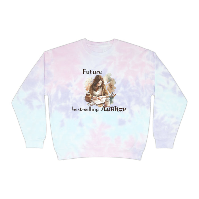 Gifts for Writers Future Best-Selling Author Unisex Tie-Dye Writer's Sweatshirt Multicolored