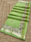 Gilded Grace Kota Cotton Gota Patti Green Saree