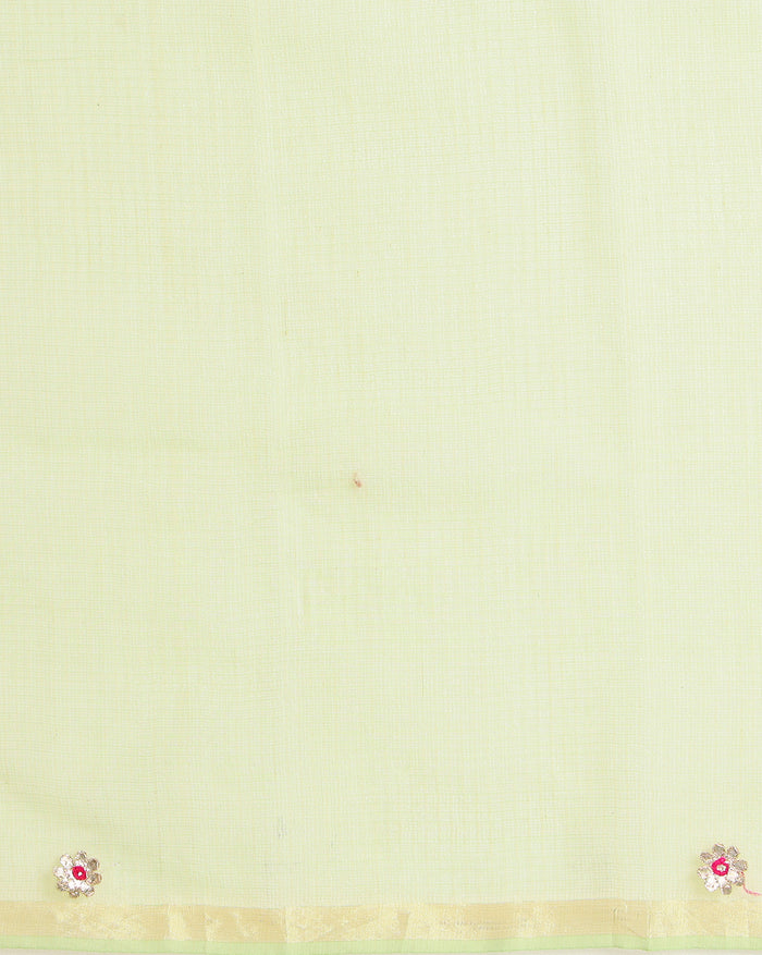 Gilded Grace Kota Cotton Gota Patti Green Saree