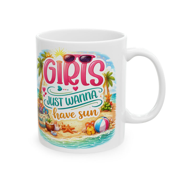 Girls Just Wanna Have Sun Mug  Summer Beach Lover Gift Tropical Coffee Cup