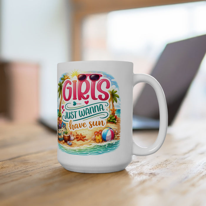 Girls Just Wanna Have Sun Mug  Summer Beach Lover Gift Tropical Coffee Cup