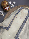 Indiehaat|Kota Doria Gota Patti White Suit(Top+Bottom+Dupatta)